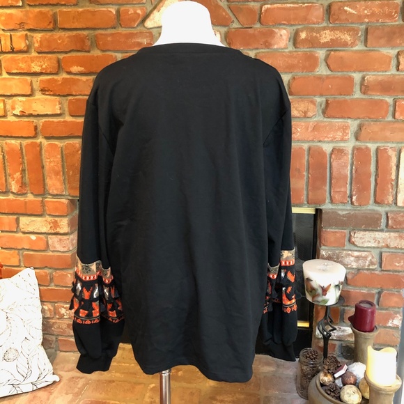 Black Aztec Fringe Stretch 3XL Sweatshirt Top - Picture 12 of 13
